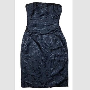 Sz 10 Scott McClintock VTG 80’s 90’s Goth Prom Dress Strapless Black Lace print